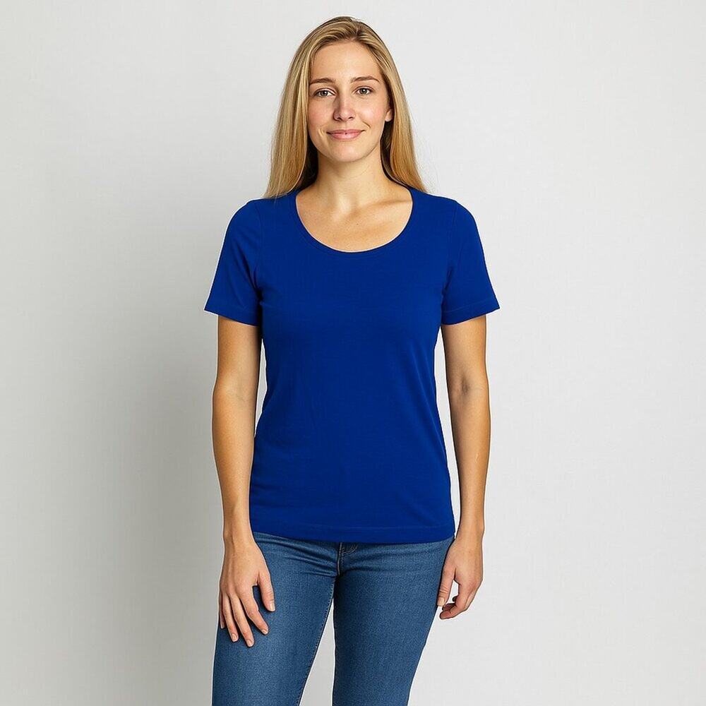 Chico's Cobalt Short Sleeve Scoop Neck Tee
